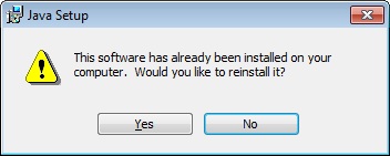 Диалоговое окно сообщения о том, что данное программное обеспечение уже установлено.