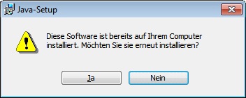 Dialogfeld, in dem angegeben wird, dass die Software bereits installiert wurde.