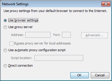 Network Settings for the Java Control Panel