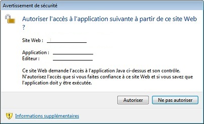 Message d'avertissement de sécurité d'appel JavaScript de connexion active