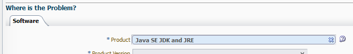 Enter Java SE JDK and JRE in the Product field