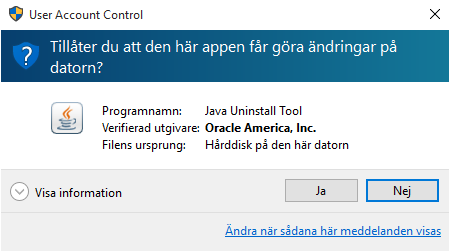 UAC-dialogruta som frågar dig om du vill tillåta att appen körs