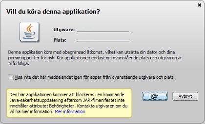 Betrodd applikation med giltigt certifikat men utan applikationsnamn